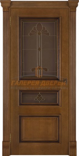 Межкомнатная дверь ПО  Барселона стекло Бавария (широкий фигурный багет) Дуб patina Antico