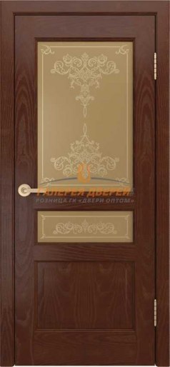 Межкомнатная дверь Калина-К 35 ПО Шервуд стекло Лира бронза