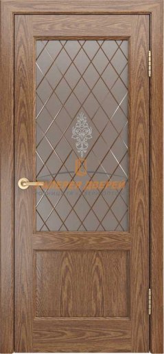 Межкомнатная дверь Кантри-К 45 ПО Дуб, стекло Лилия-бронза
