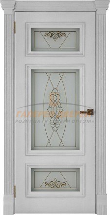 Межкомнатная дверь ПО Мадрид стекло Мираж (широкий фигурный багет) Дуб Perla