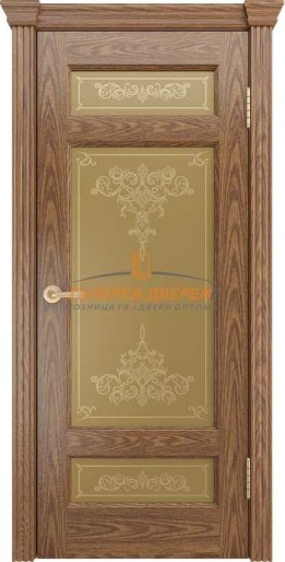 Межкомнатная дверь ПО Мишель-К 45 Дуб рустикальный стекло Лира бронза