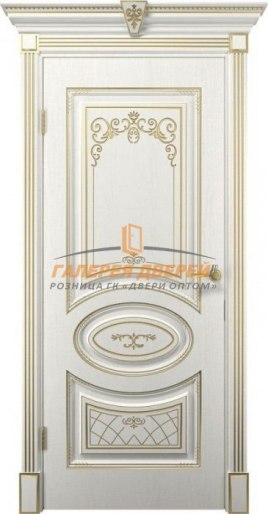 Межкомнатная дверь Вителия ПГ Белое дерево Патина золото